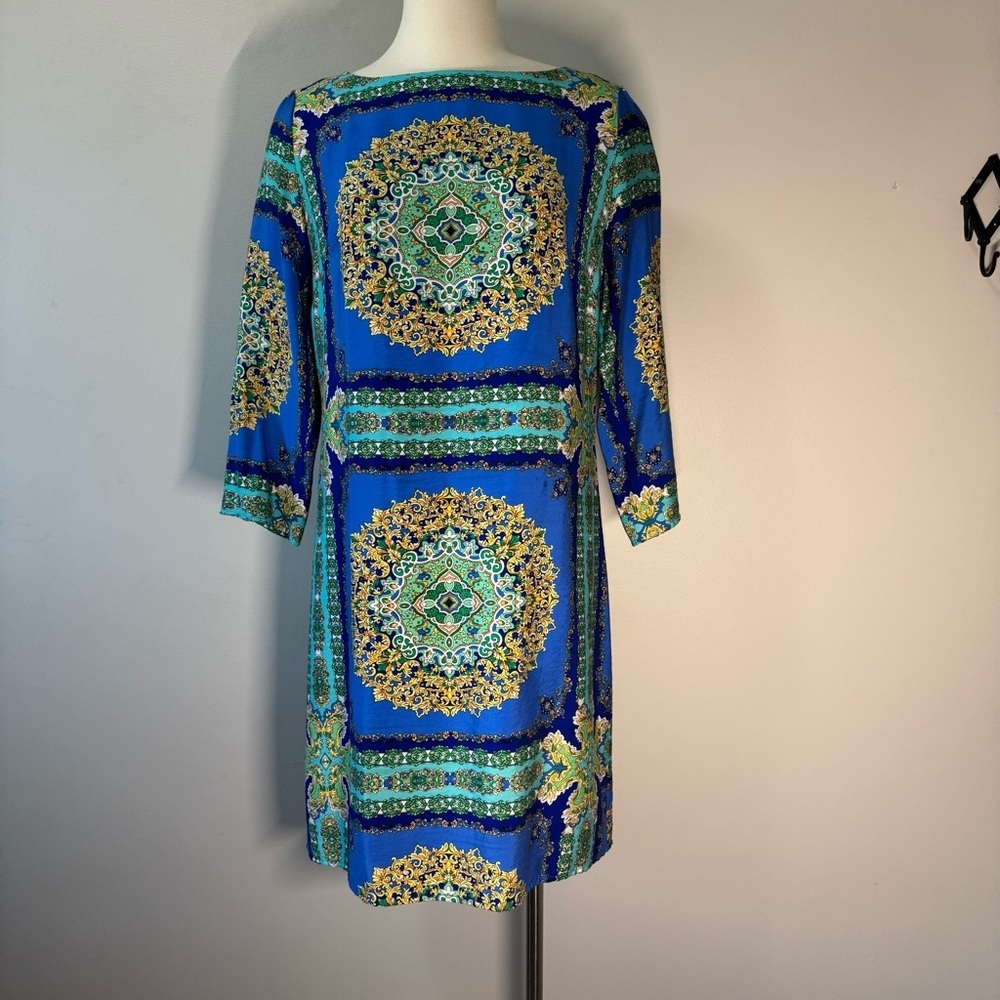 Laundry By Shelli Segal Blue and Green Paisley Mini Dress size 12